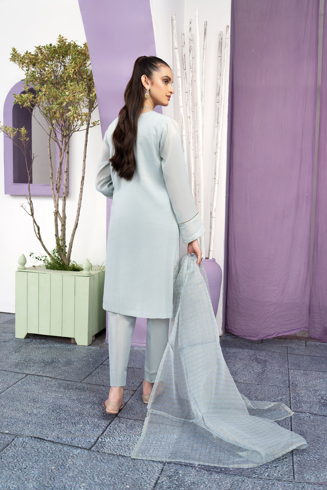 Eraj Hussain - Glitters Charm Iceblue - Stitched