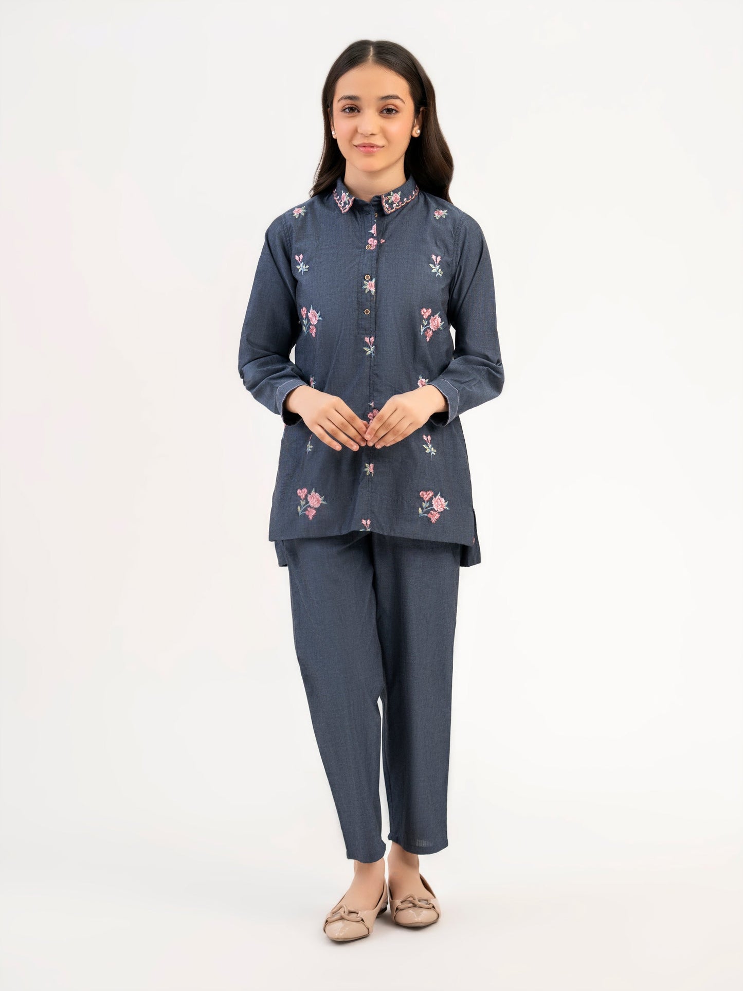 2 Piece Yarn Dyed Suit-Embroidered