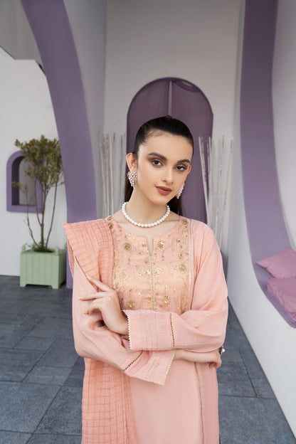 Eraj Hussain - Glitters Charm Coral Pink - Stitched
