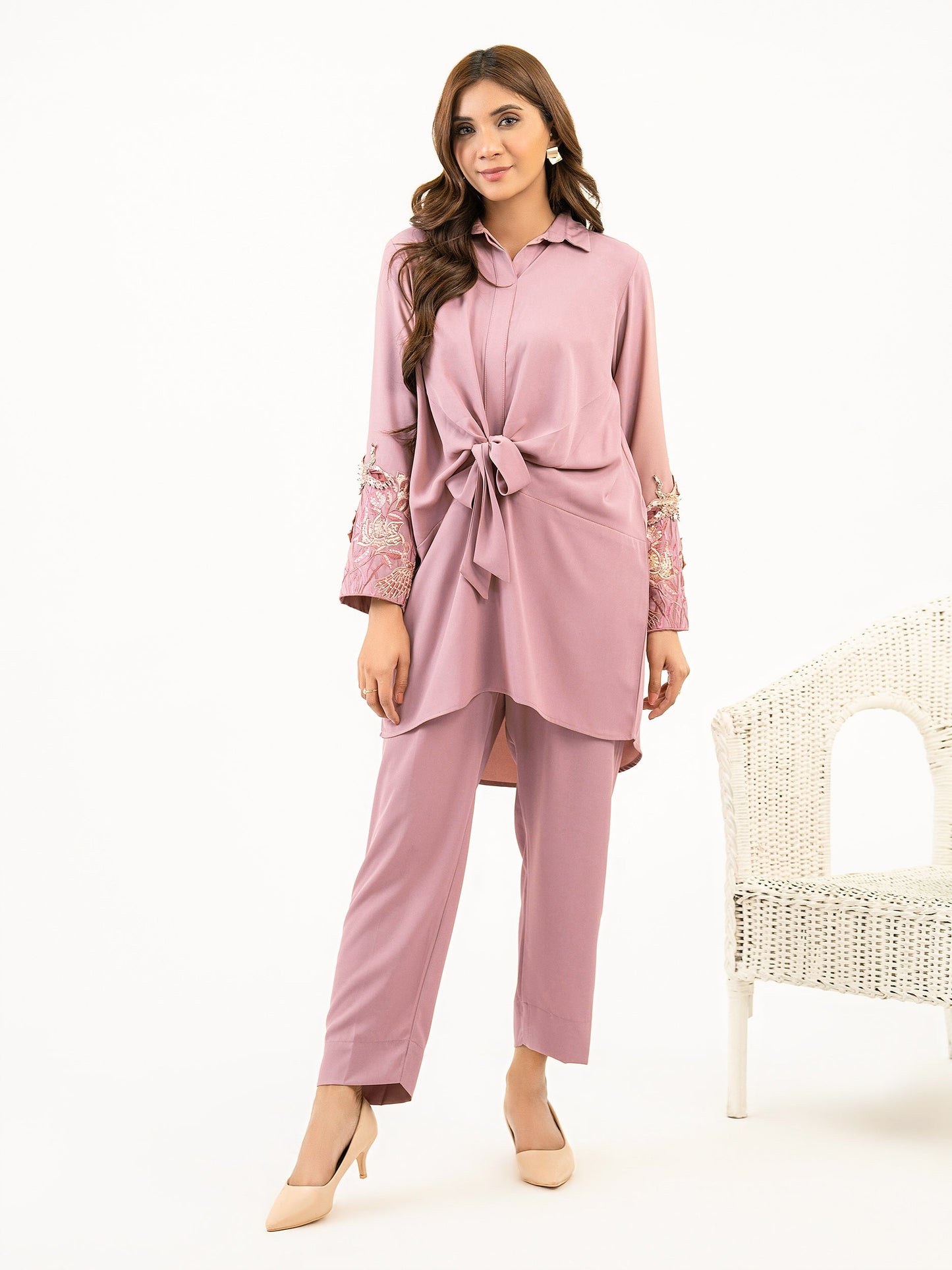 2 Piece Viscose Suit-Embroidered(Pret)