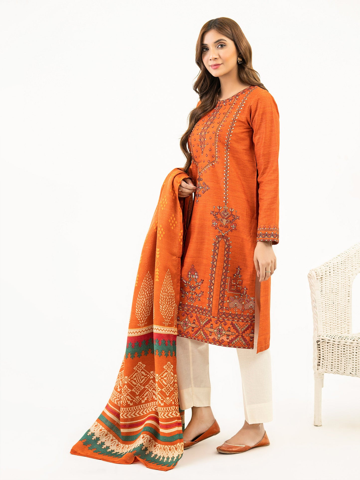 2 Piece Winter Cotton Suit-Embroidered (Pret)