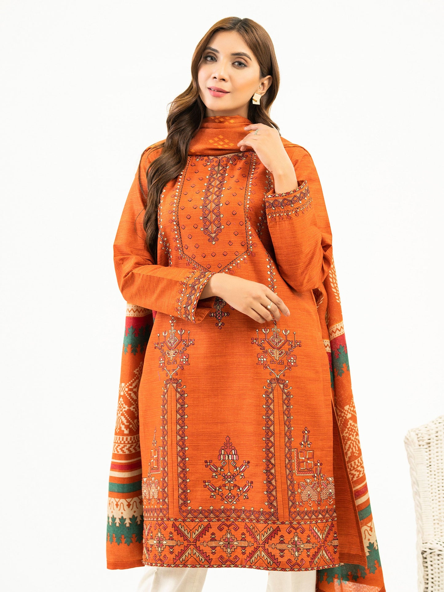 2 Piece Winter Cotton Suit-Embroidered (Pret)