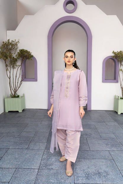 Eraj Hussain - Sparkling Bliss Lilac - Stitched