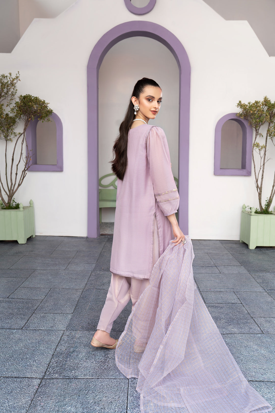 Eraj Hussain - Sparkling Bliss Lilac - Stitched
