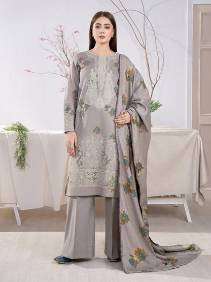 3 Piece Khaddar Suit-Emboss Print(Unstitched)