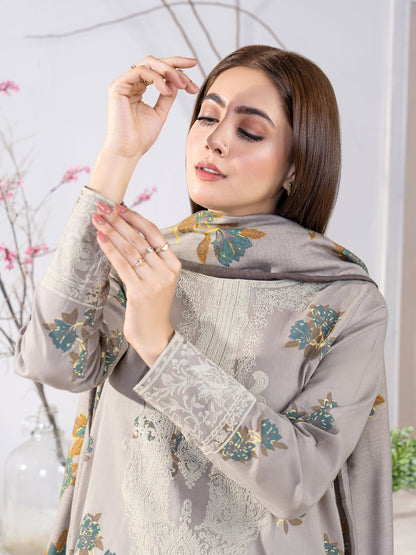 3 Piece Khaddar Suit-Emboss Print(Unstitched)