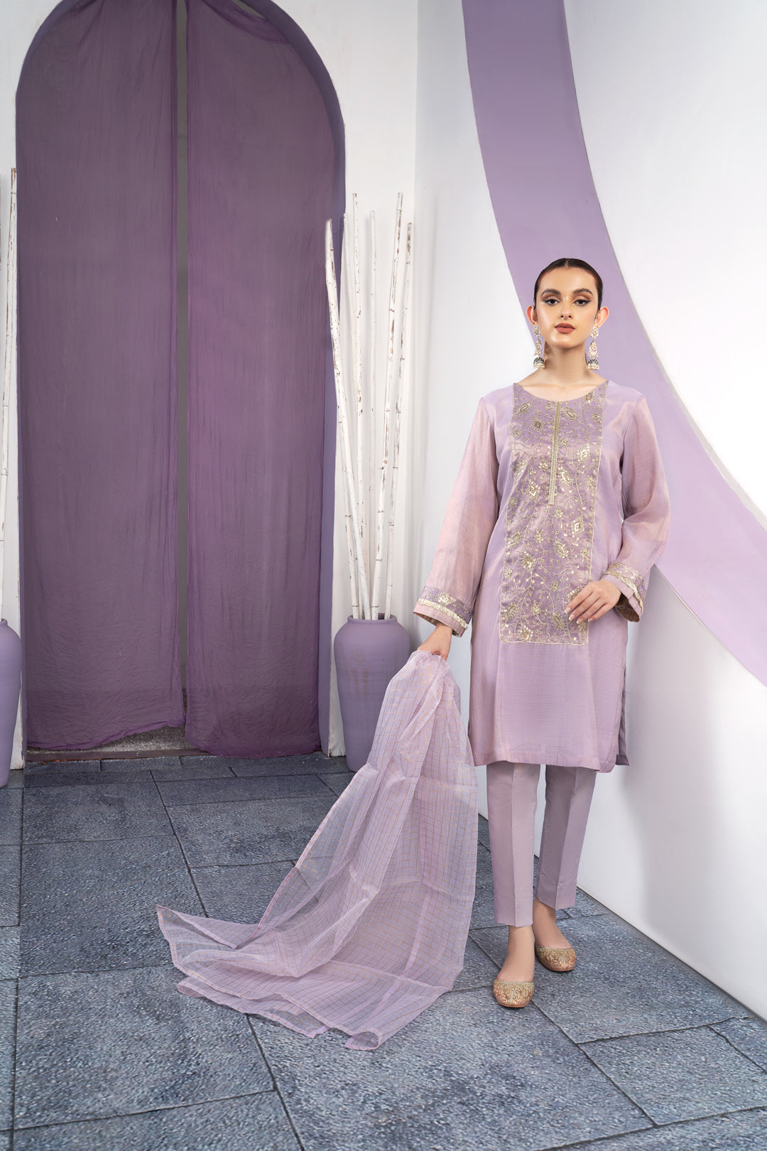 Eraj Hussain - Twinkling Treasure - Lilac - Stitched