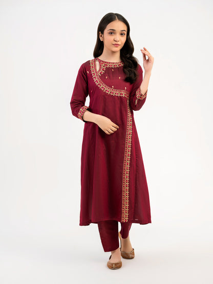 2 Piece Raw Silk Suit-Embroidered