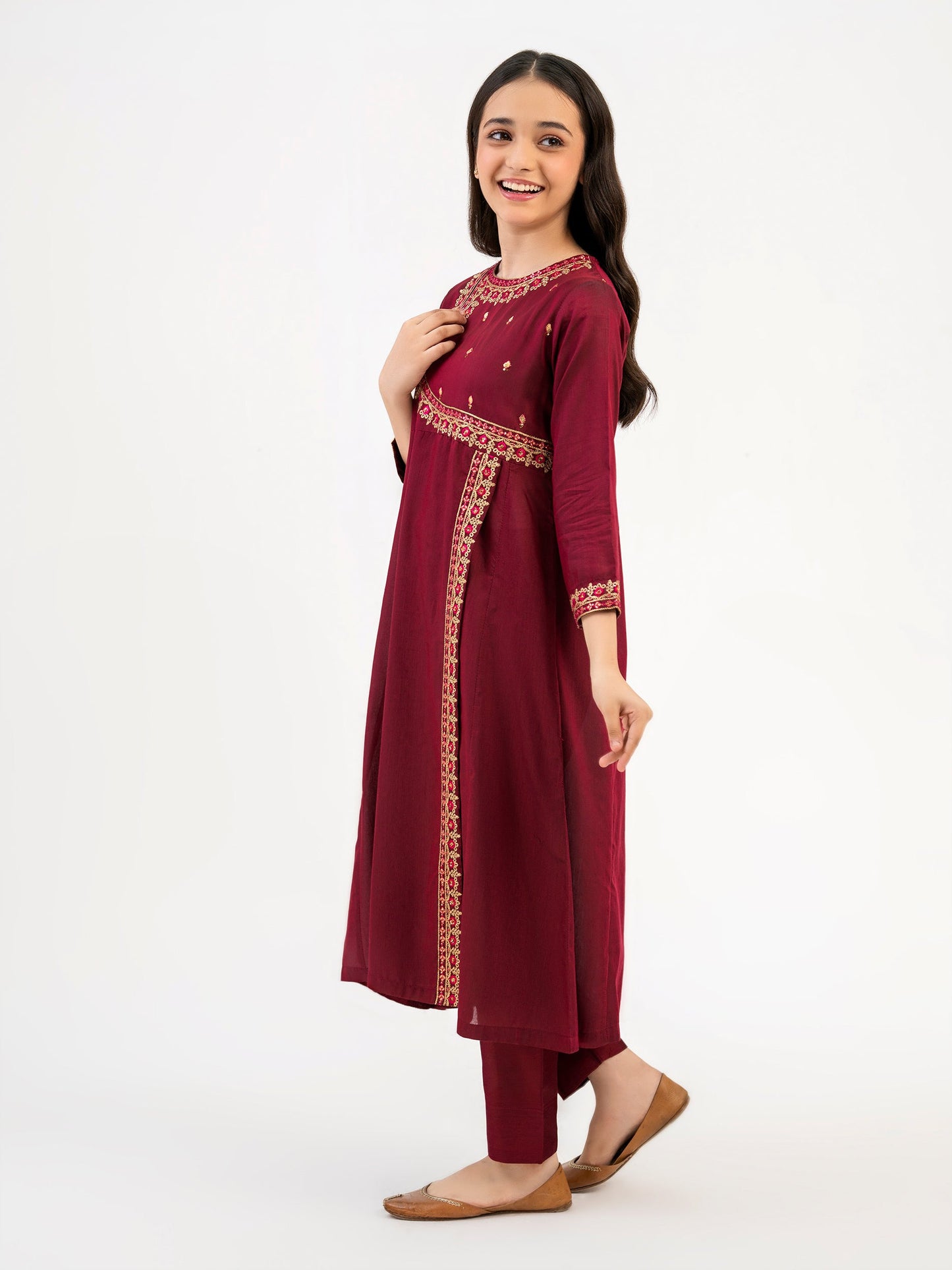 2 Piece Raw Silk Suit-Embroidered