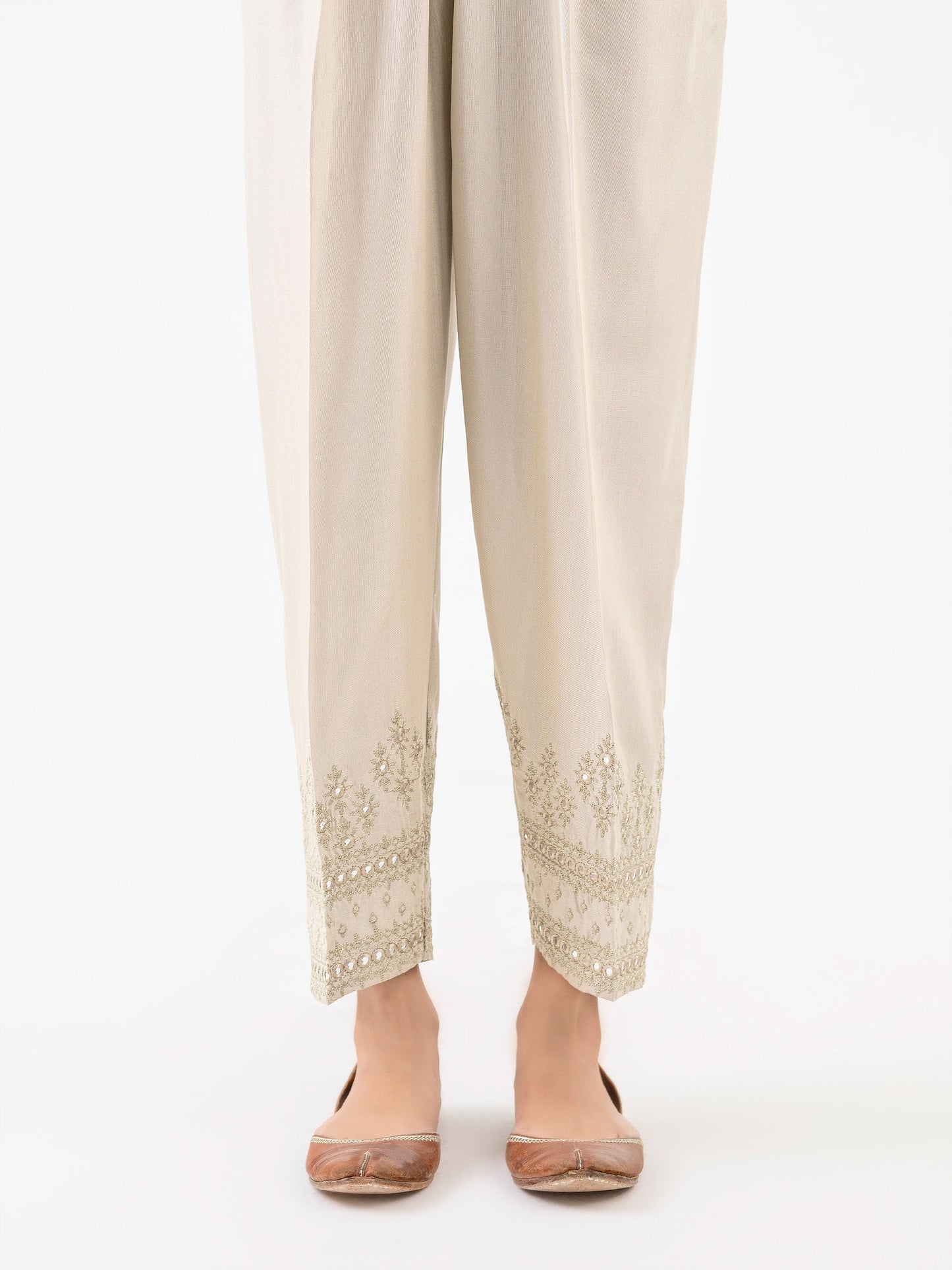 Embroidered Raw Silk Trouser (Pret)