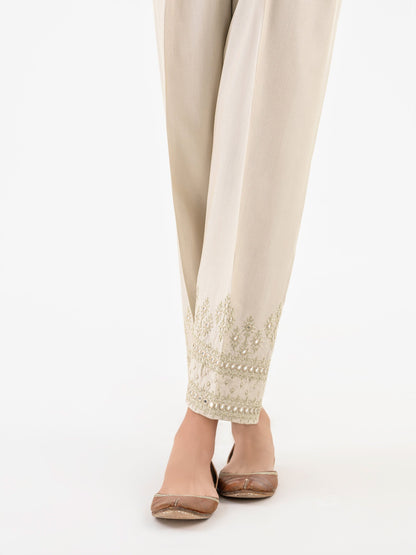 Embroidered Raw Silk Trouser (Pret)