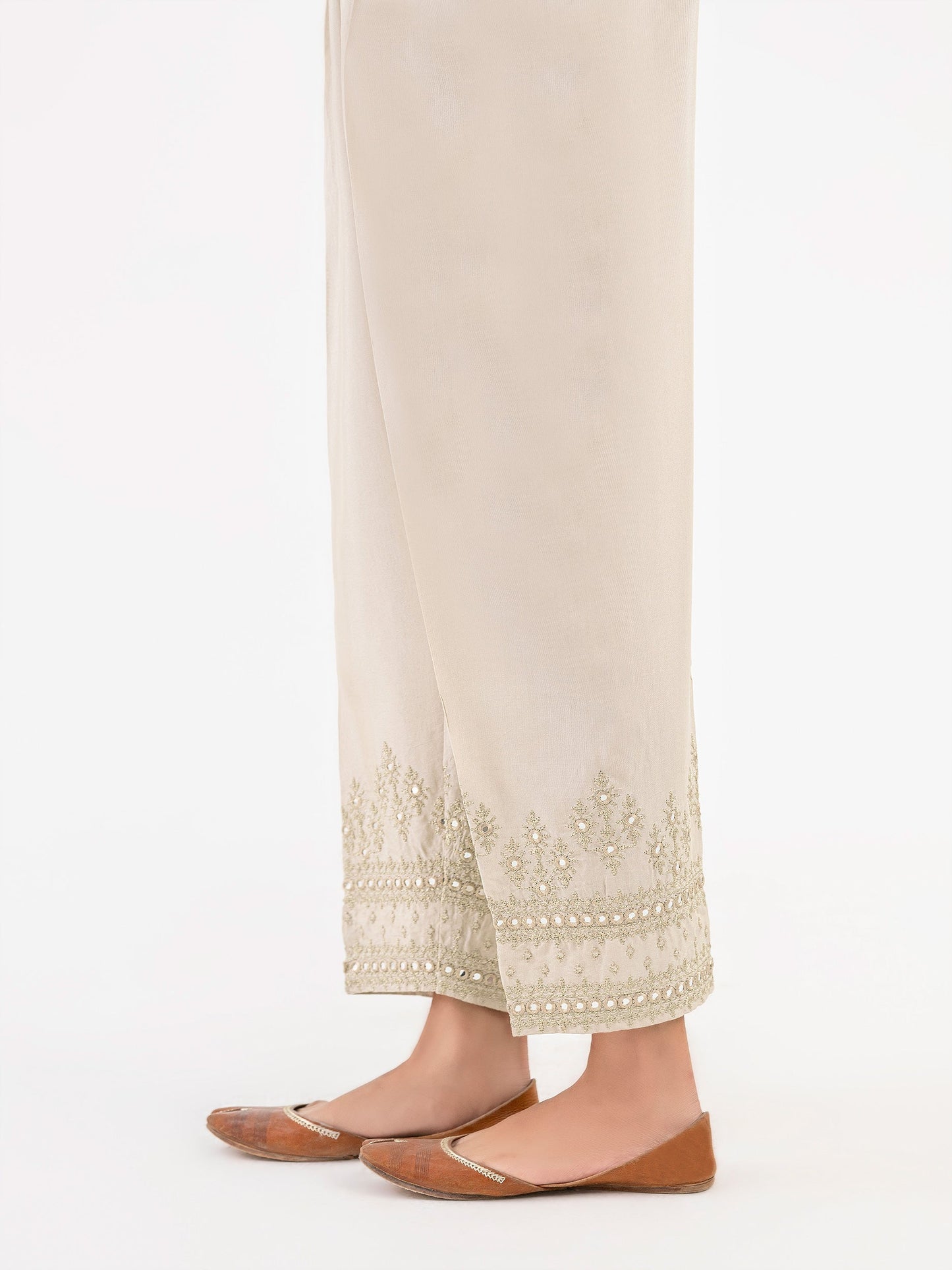 Embroidered Raw Silk Trouser (Pret)