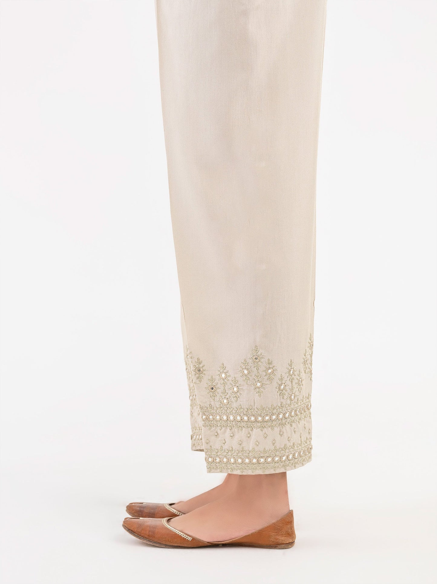 Embroidered Raw Silk Trouser (Pret)