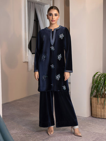 2 Piece Velvet Suit-Embroidered(Pret)