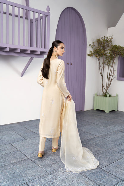 Eraj Hussain - Fasaan e Chikankari - Ivory - Stitched