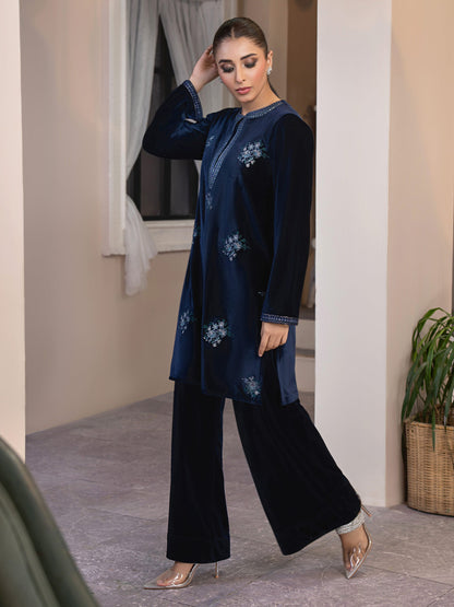 2 Piece Velvet Suit-Embroidered(Pret)