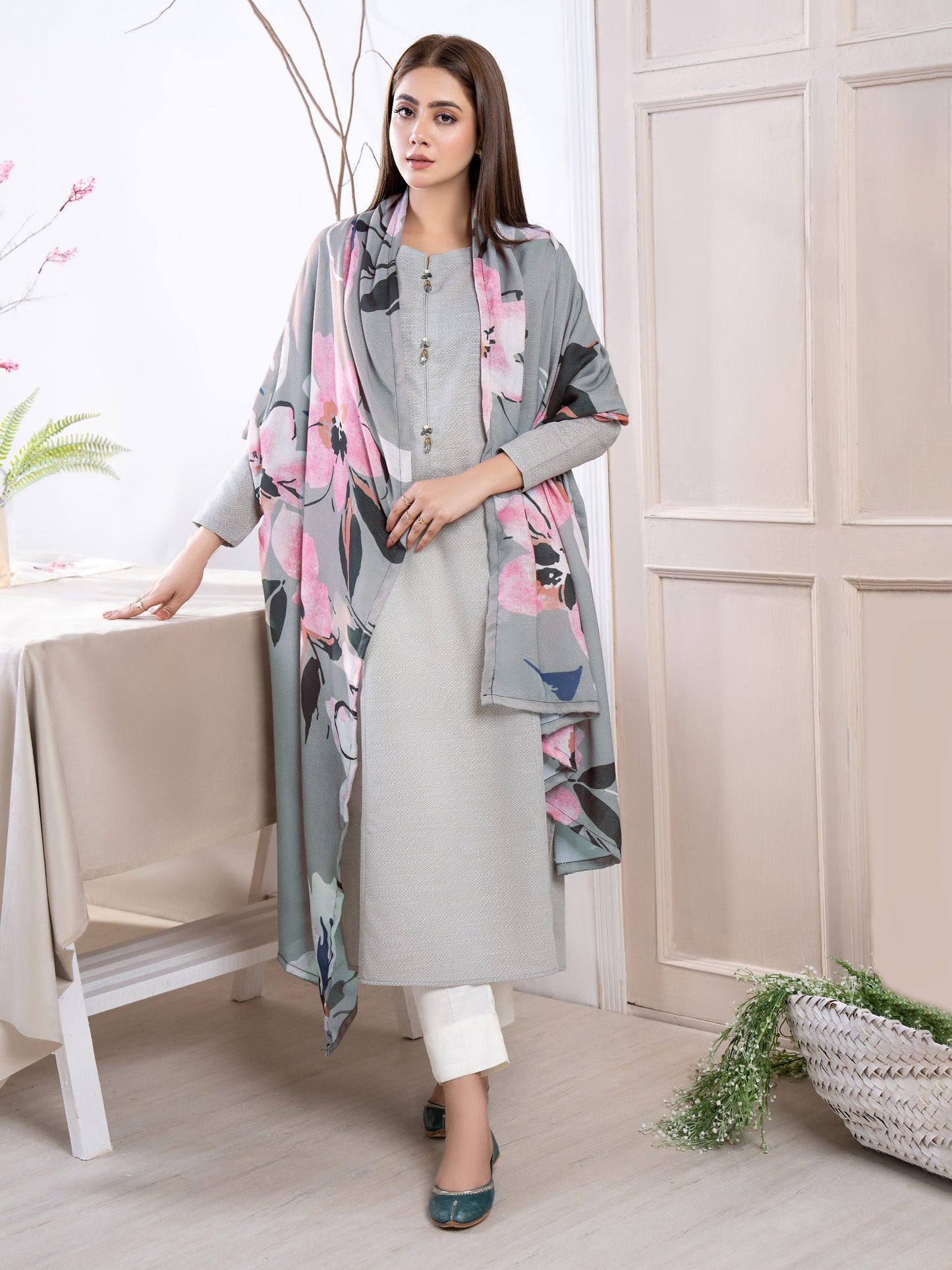 2 Piece Khaddar Suit-Printed(Unstitched)