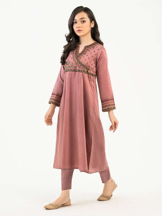 2 Piece Raw Silk Suit-Embroidered (Pret)