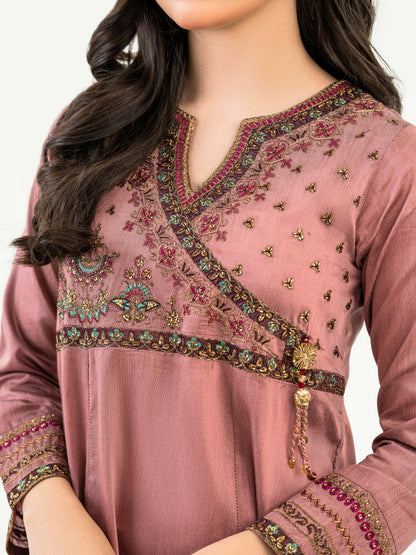 2 Piece Raw Silk Suit-Embroidered (Pret)