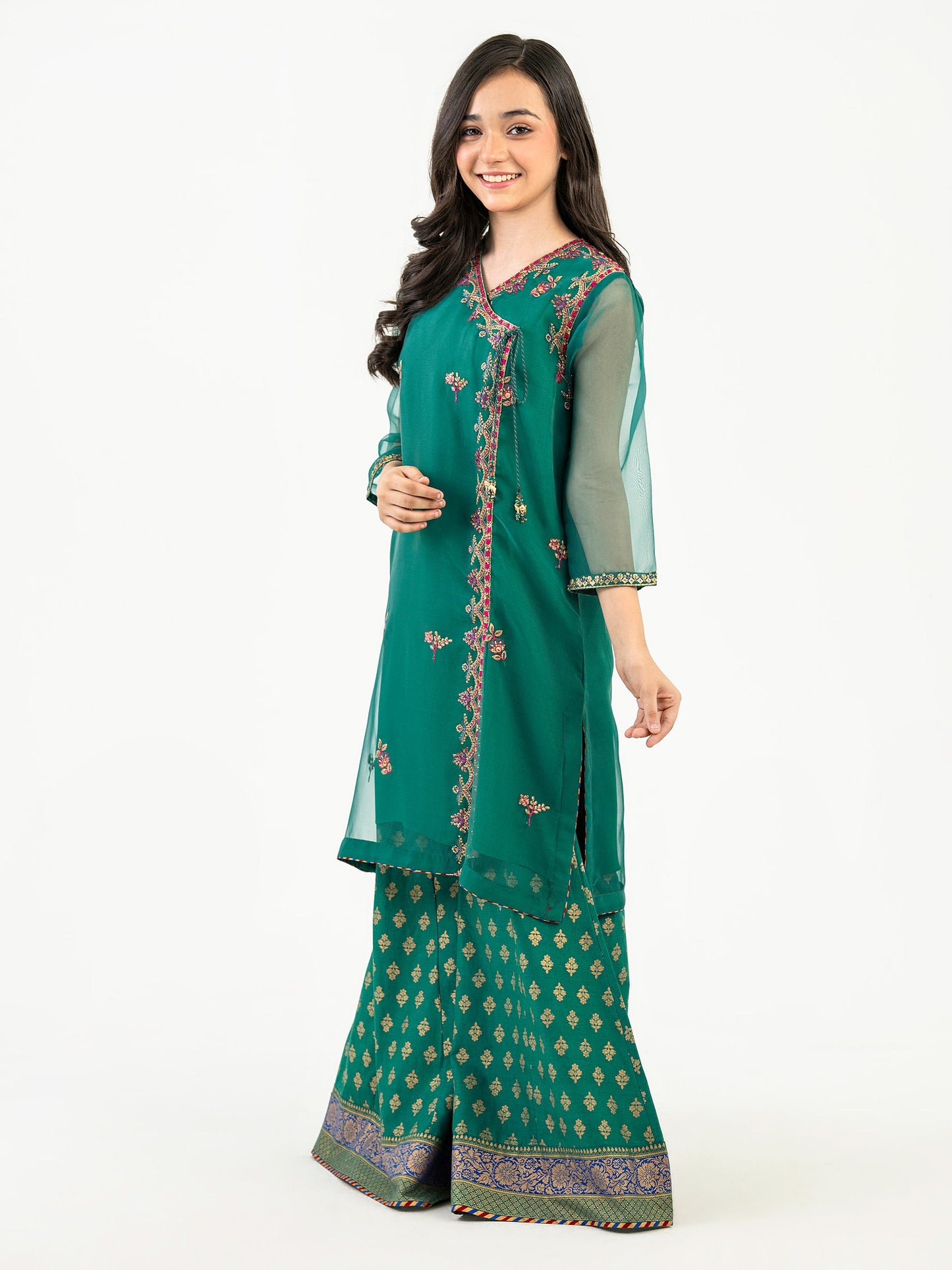 3 Piece Organza Suit-Embroidered (Pret)