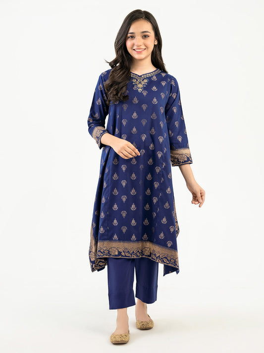 2 Piece Winter Jacquard Suit-Embroidered(Pret)