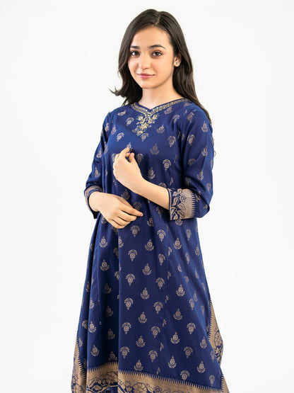 2 Piece Winter Jacquard Suit-Embroidered(Pret)