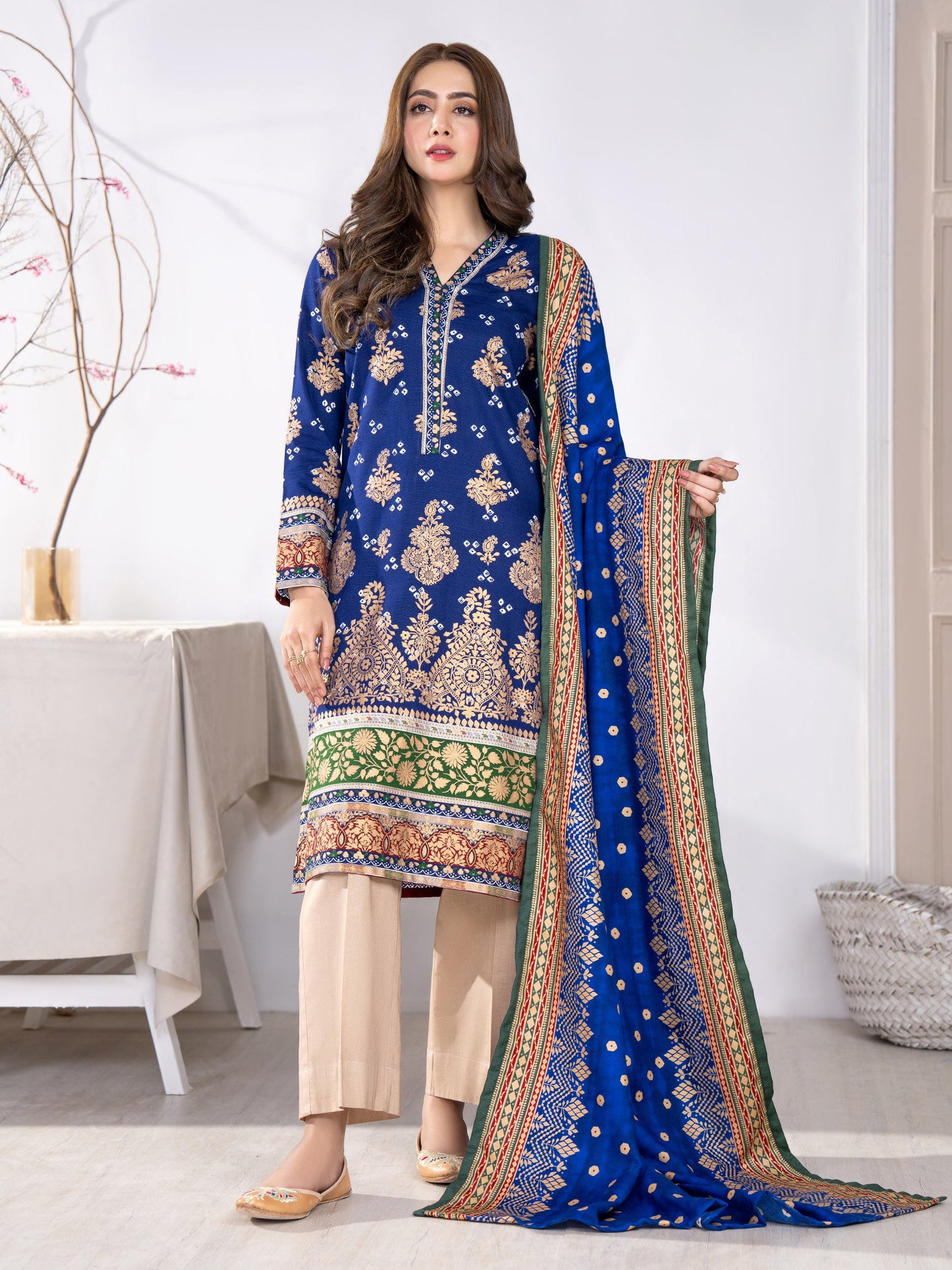 2 Piece Khaddar Suit-Paste Print(Unstitched)