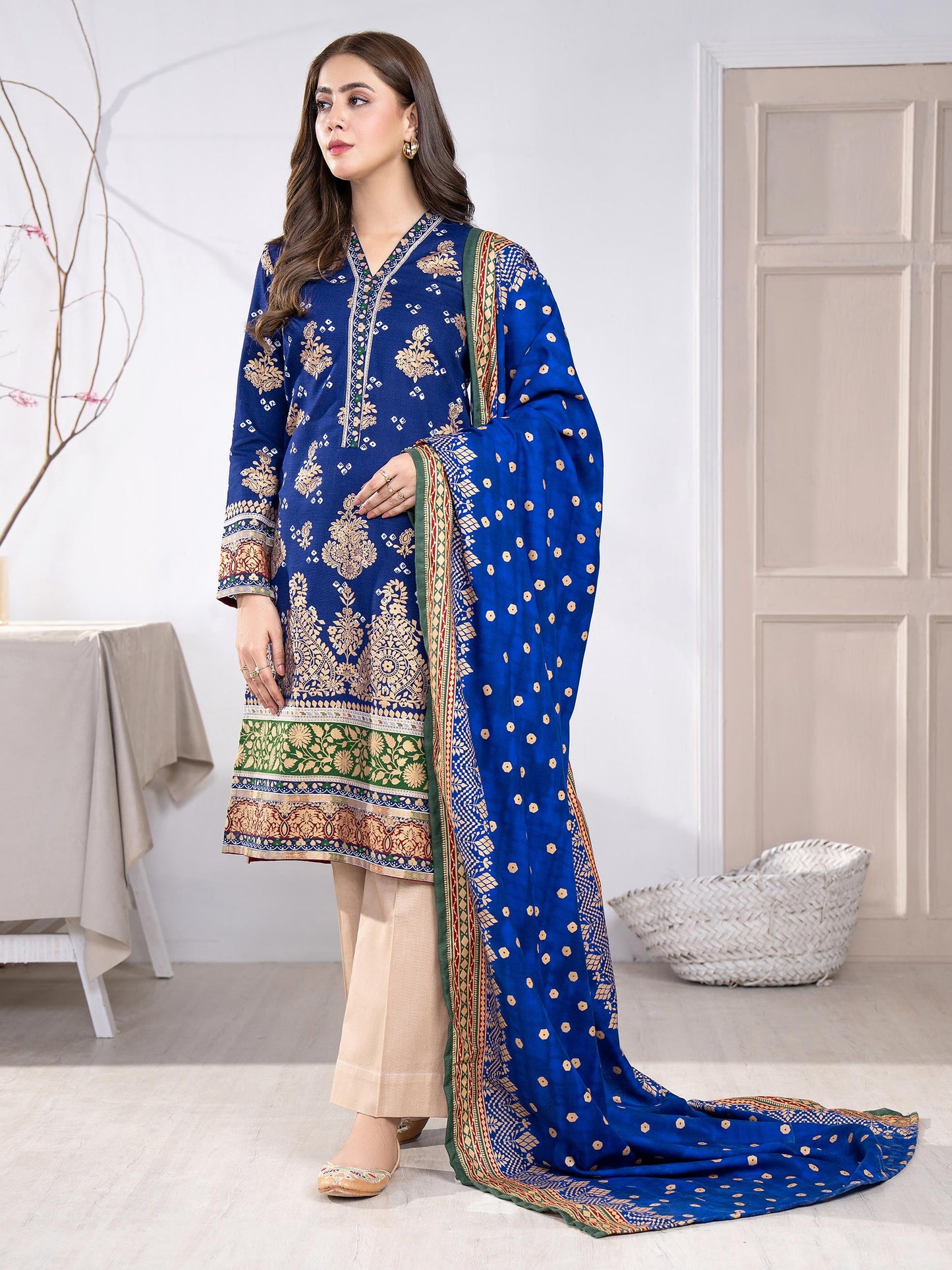 2 Piece Khaddar Suit-Paste Print(Unstitched)