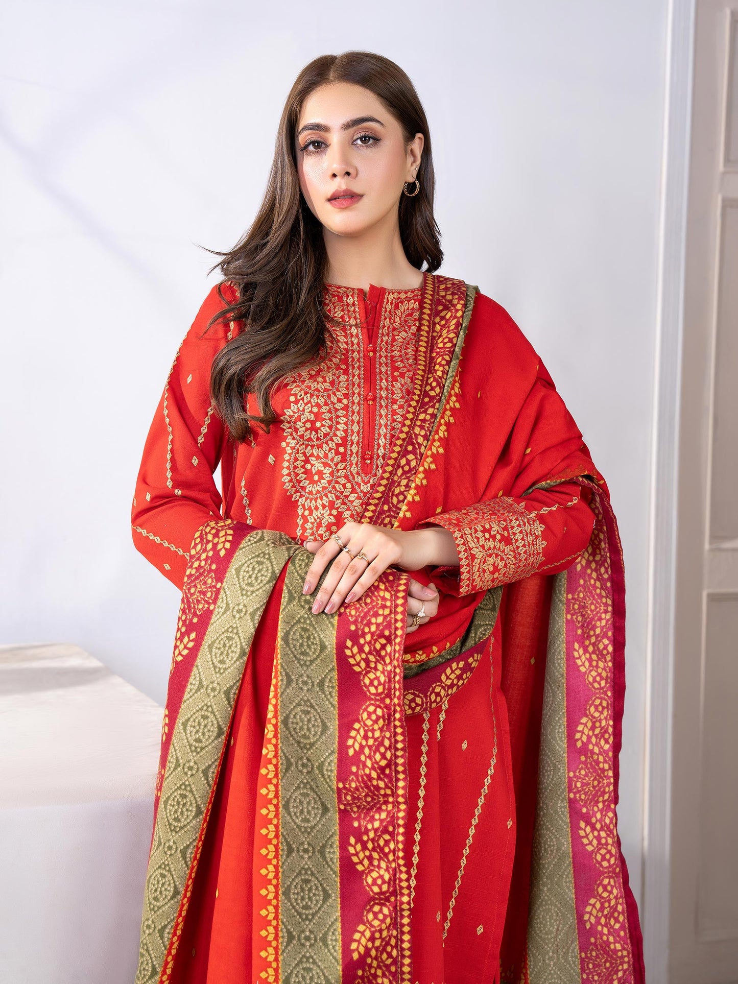 2 Piece Khaddar Suit-Paste Print(Unstitched)