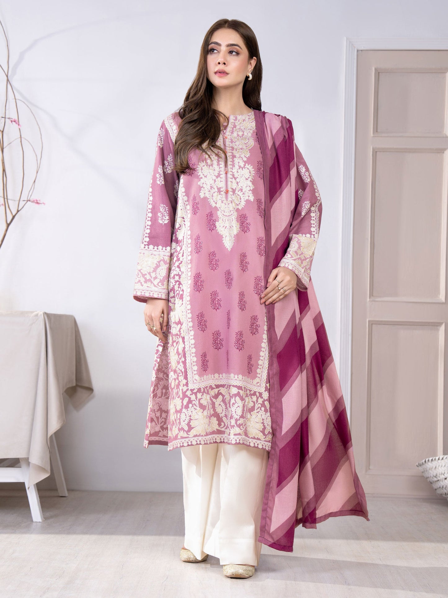 2 Piece Khaddar Suit-Paste Print(Unstitched)