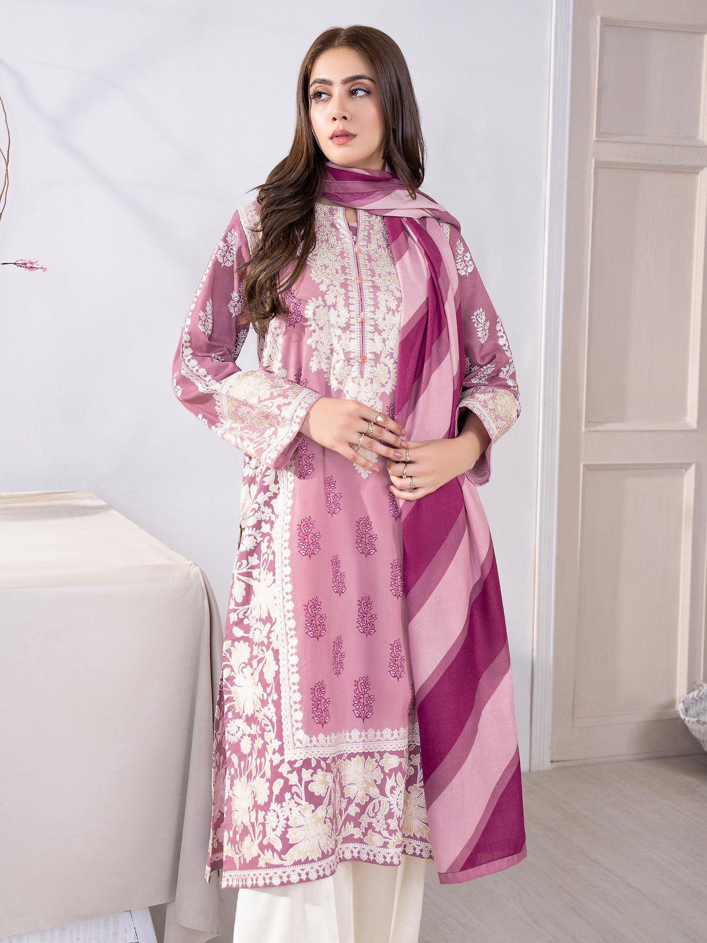 2 Piece Khaddar Suit-Paste Print(Unstitched)