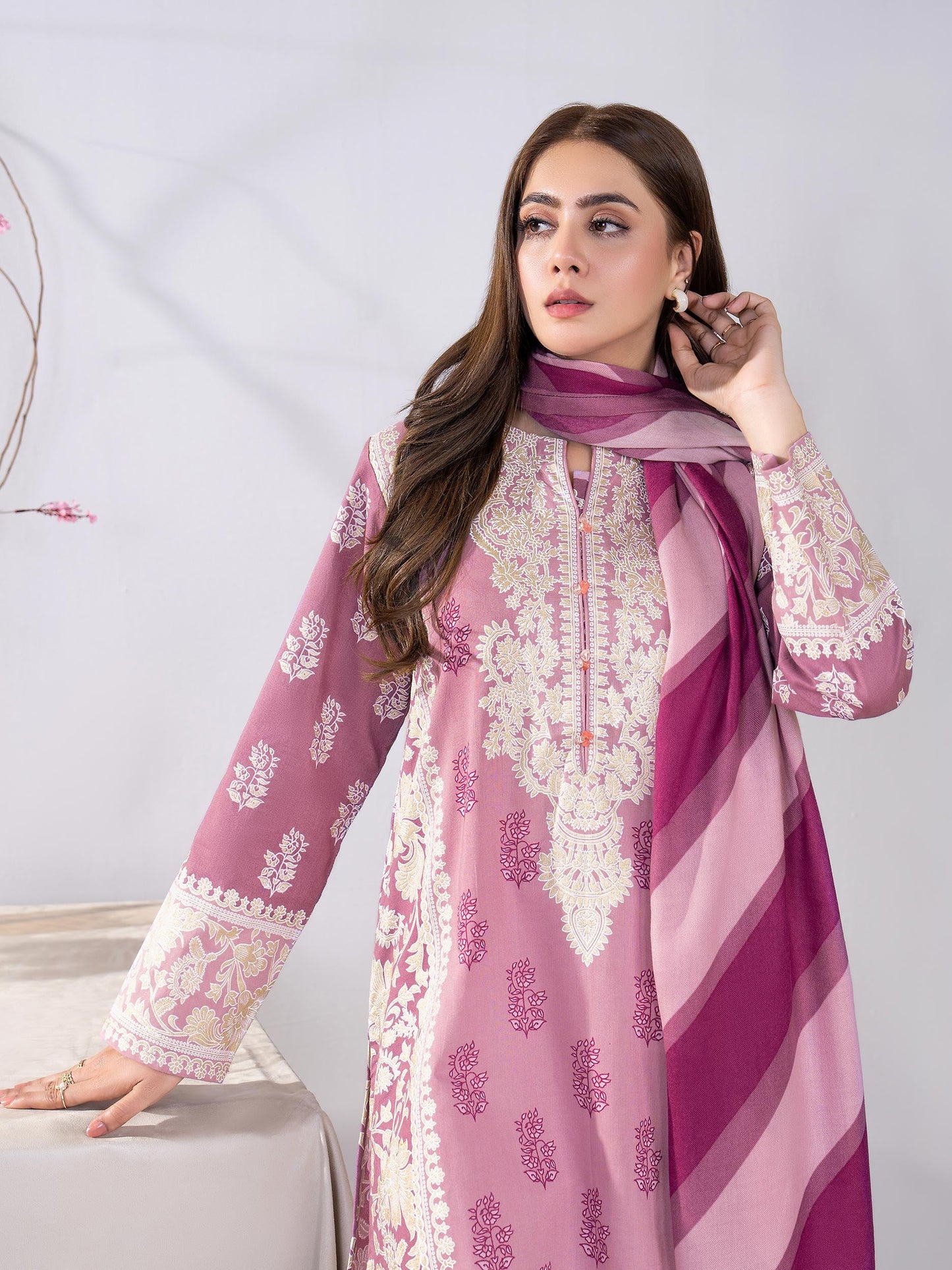 2 Piece Khaddar Suit-Paste Print(Unstitched)