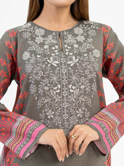 Khaddar Shirt-Embroidered (Pret)