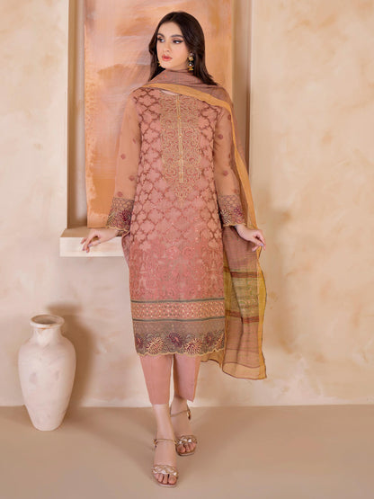 3 Piece Organza Suit-Embroidered (Unstitched)