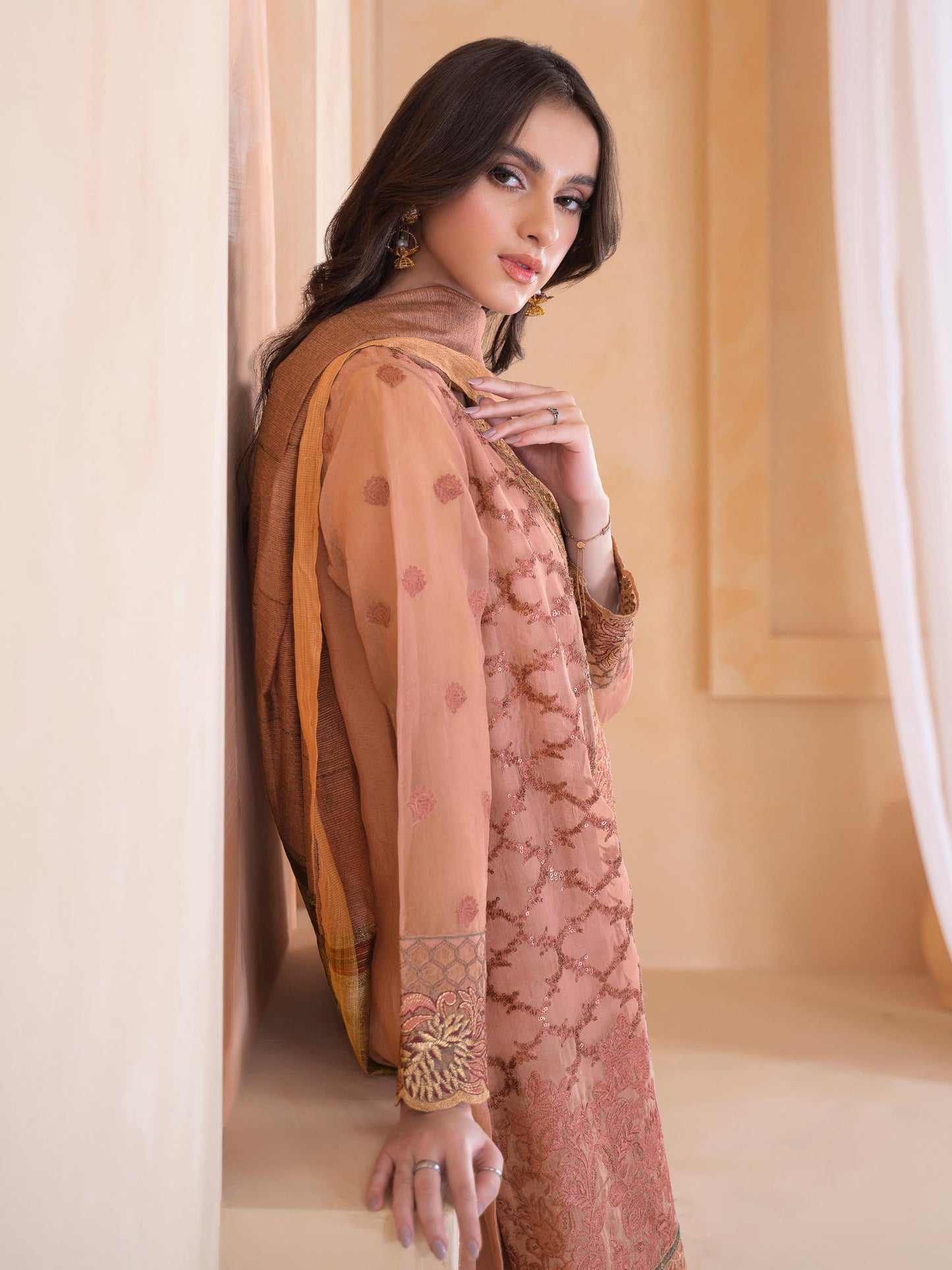 3 Piece Organza Suit-Embroidered (Unstitched)