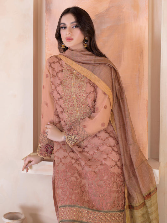 3 Piece Organza Suit-Embroidered (Unstitched)