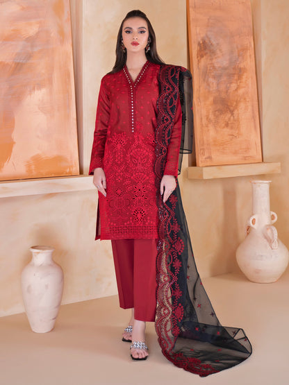 3 Piece Net Suit-Embroidered (Unstitched)