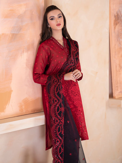 3 Piece Net Suit-Embroidered (Unstitched)