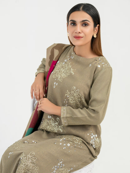 3 Piece Zari Suit-Embroidered (Pret)