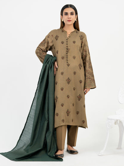 3 Piece Zari Suit-Embroidered (Pret)