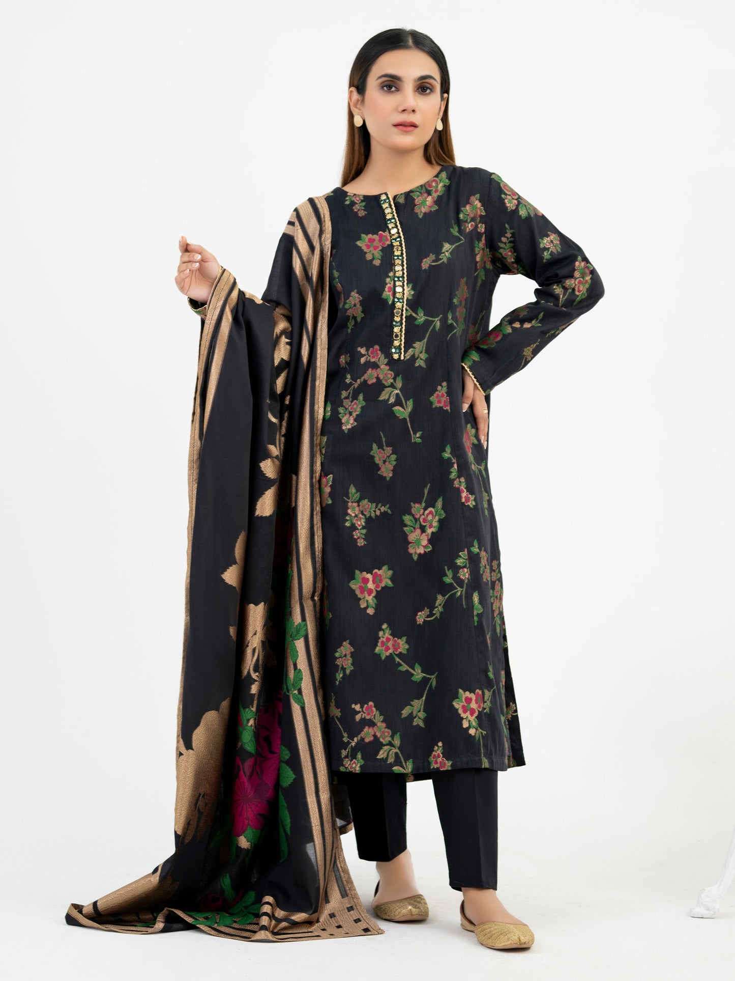 2 Piece Jacquard Suit-Embroidered (Pret)