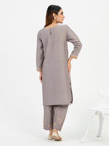 2 Piece Yarn Dyed Suit-Embroidered (Pret)