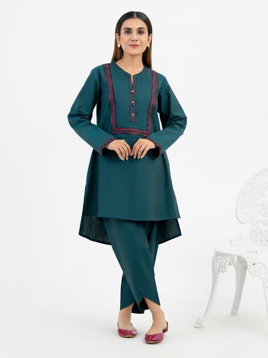 2 Piece Yarn Dyed Suit-Embroidered (Pret)