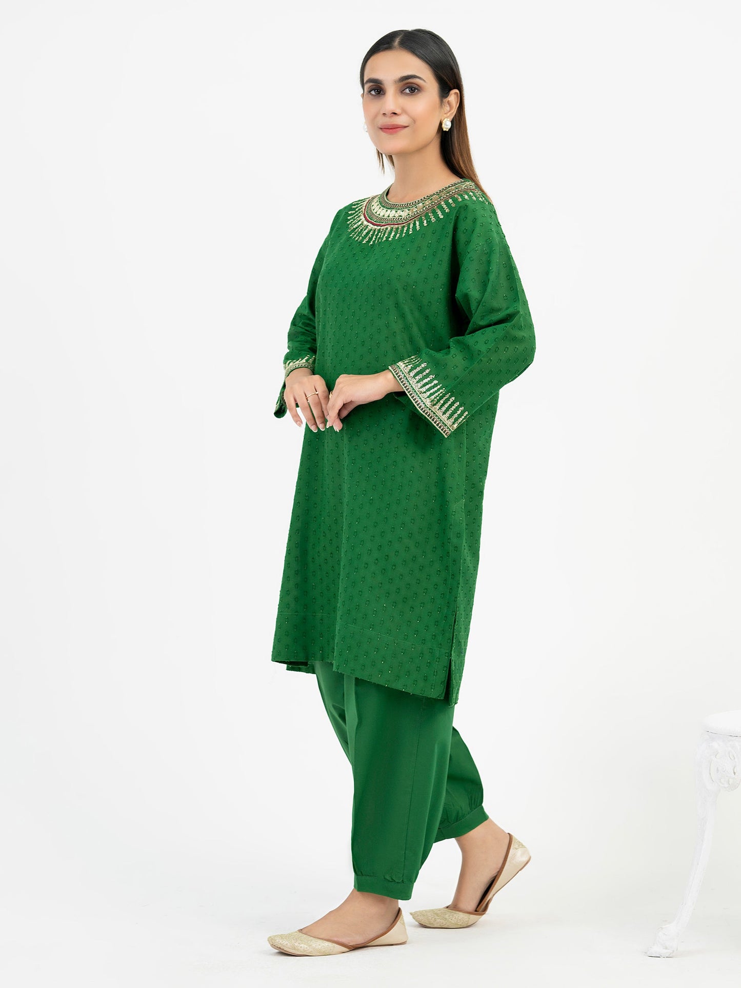 2 Piece Jacquard Suit-Embroidered (Pret)