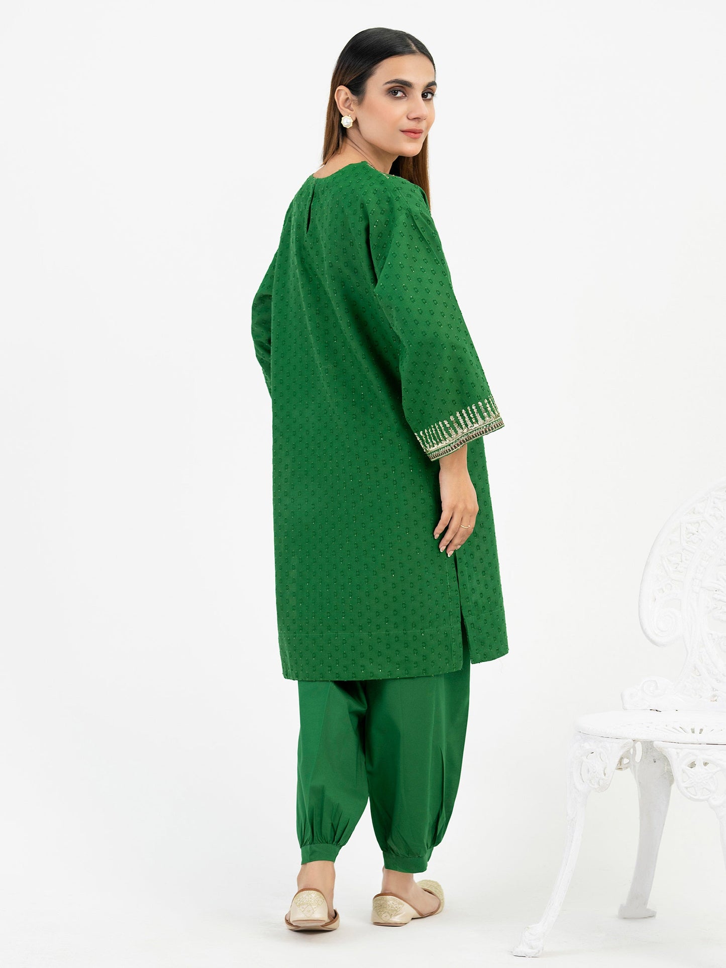 2 Piece Jacquard Suit-Embroidered (Pret)