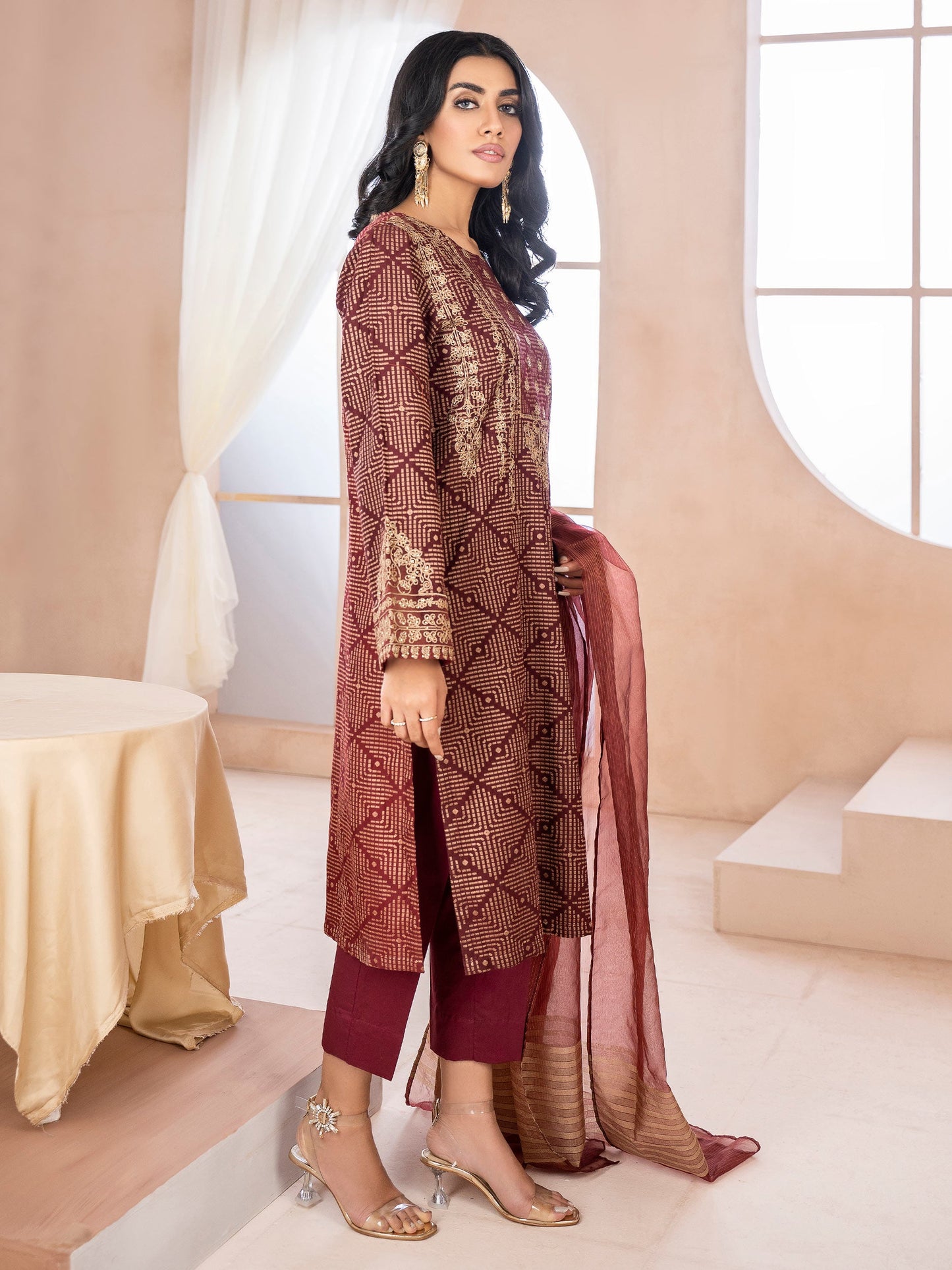 Limelight - 2 Piece Jacquard Suit-Unstitched Embroidered