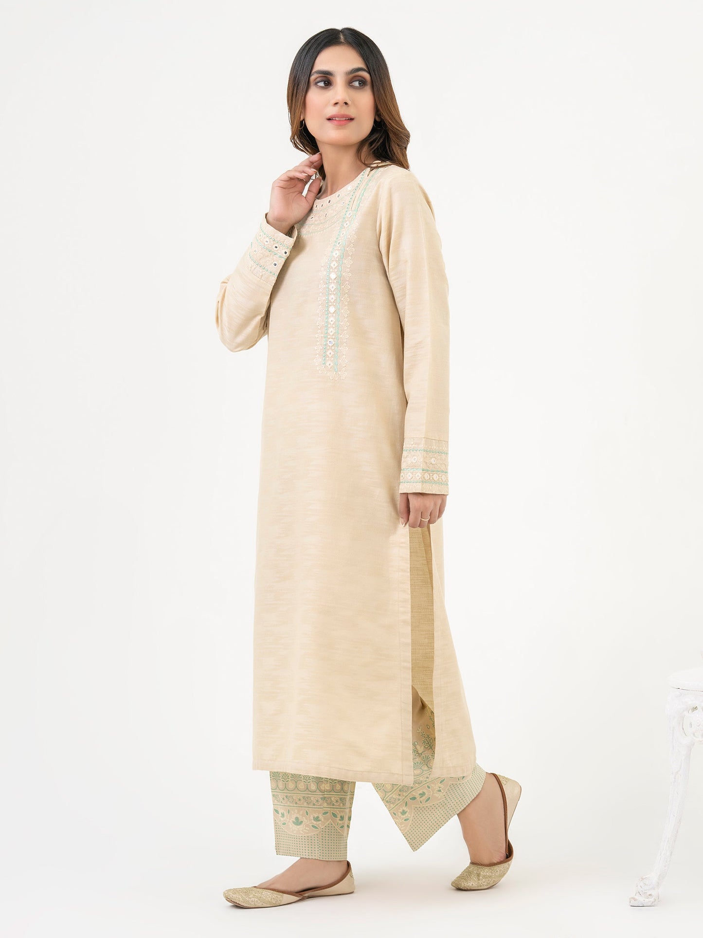 2 Piece Jacquard Suit-Embroidered (Pret)