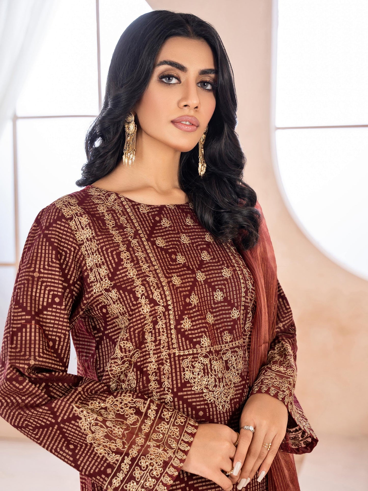 Limelight - 2 Piece Jacquard Suit-Unstitched Embroidered