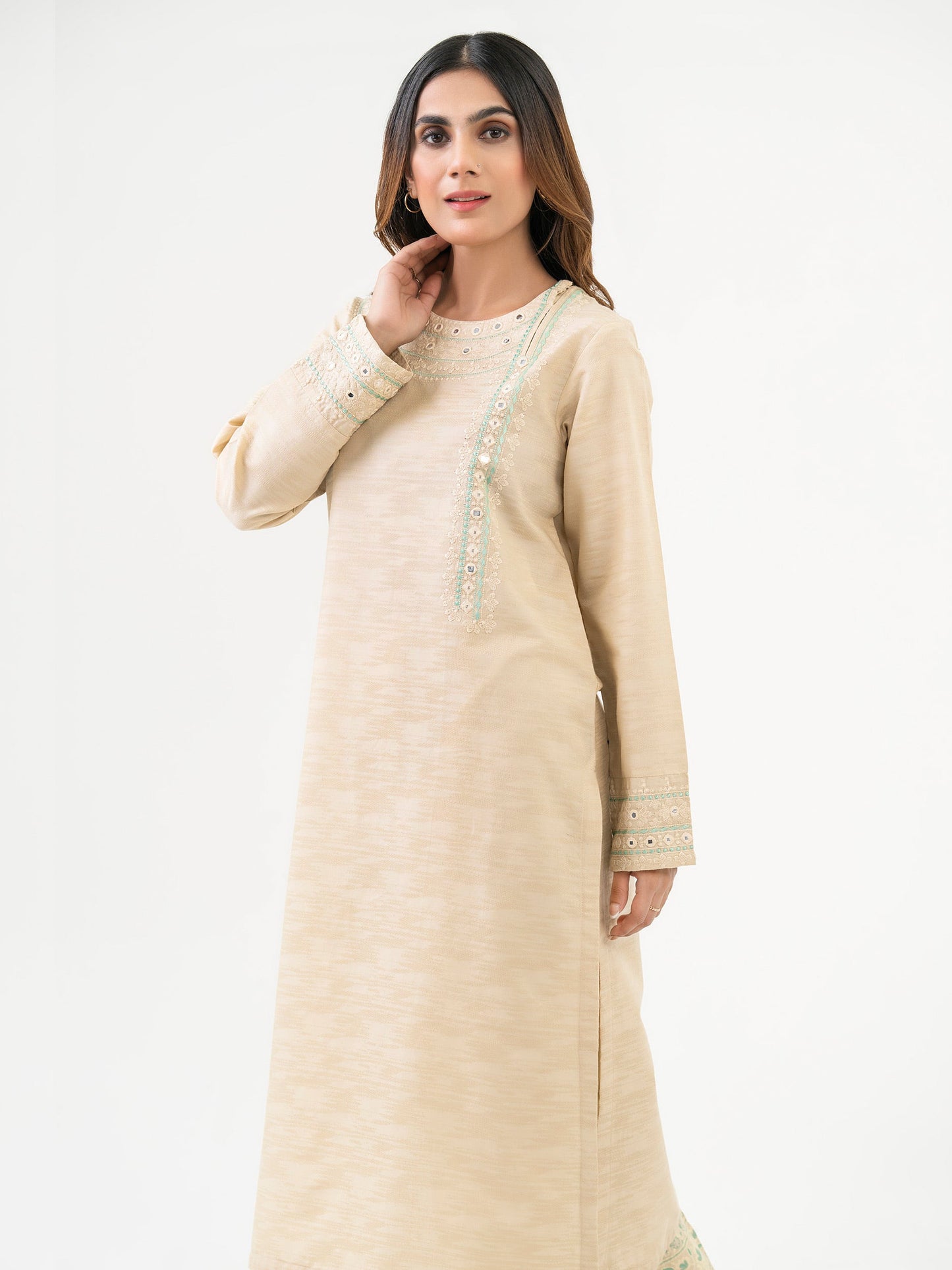 2 Piece Jacquard Suit-Embroidered (Pret)