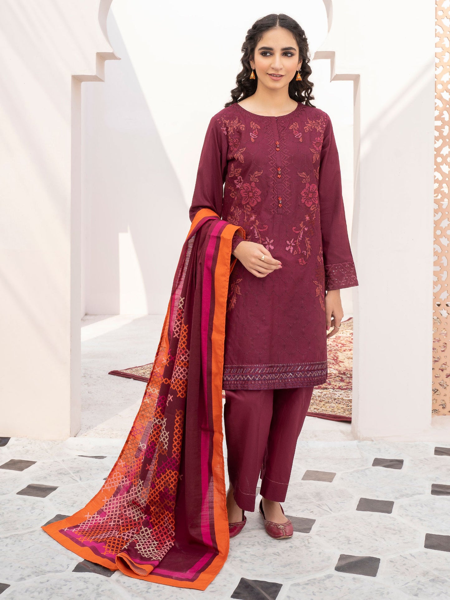 3 Piece Winter Cotton Suit-Embroidered (Unstitched)